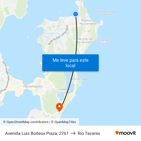 Avenida Luis Boiteux Piaza, 2761 to Rio Tavares map