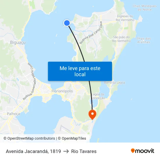Avenida Jacarandá, 1819 to Rio Tavares map