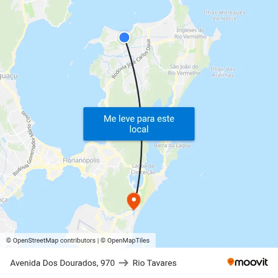 Avenida Dos Dourados, 970 to Rio Tavares map