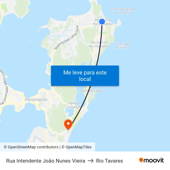 Rua Intendente João Nunes Vieira 721 to Rio Tavares map