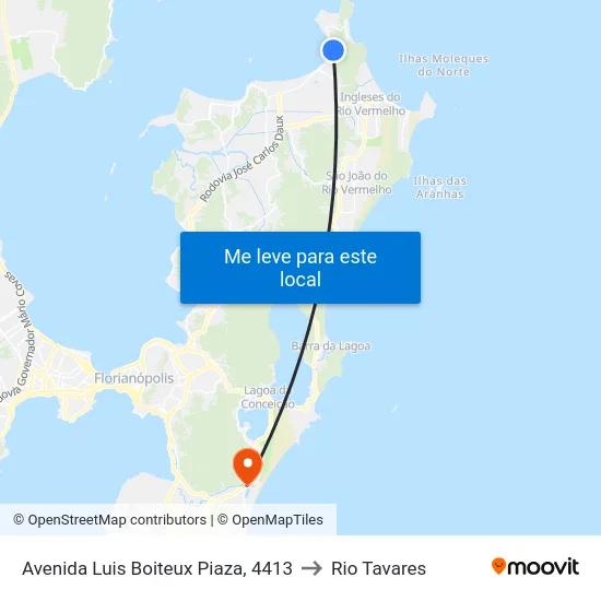 Avenida Luis Boiteux Piaza, 4413 to Rio Tavares map