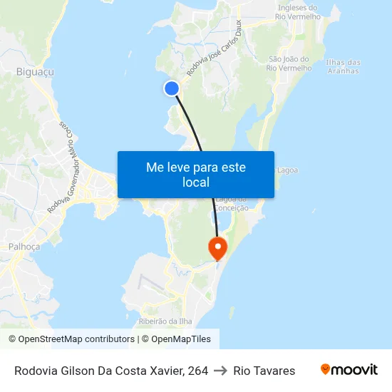 Rodovia Gilson Da Costa Xavier, 264 to Rio Tavares map