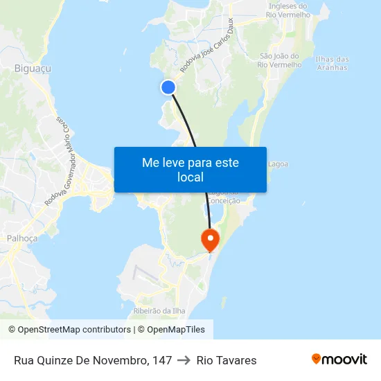 Rua Quinze De Novembro, 147 to Rio Tavares map