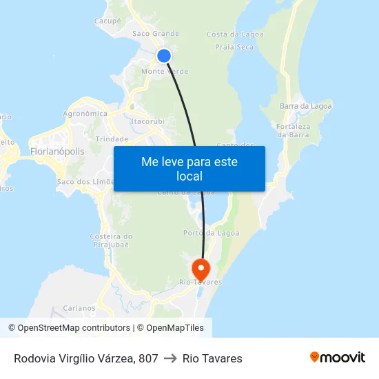 Rodovia Virgílio Várzea, 807 to Rio Tavares map