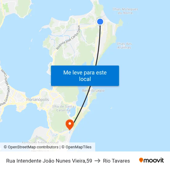 Rua Intendente João Nunes Vieira,59 to Rio Tavares map