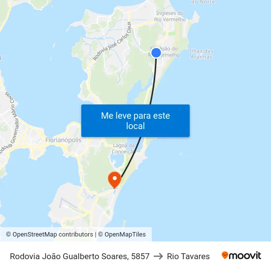 Rodovia João Gualberto Soares, 5857 to Rio Tavares map