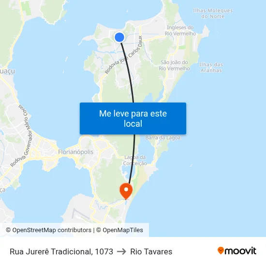Rua Jurerê Tradicional, 1073 to Rio Tavares map