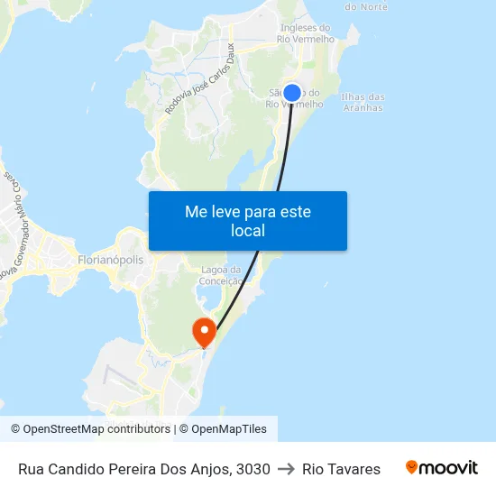 Rua Candido Pereira Dos Anjos, 3030 to Rio Tavares map