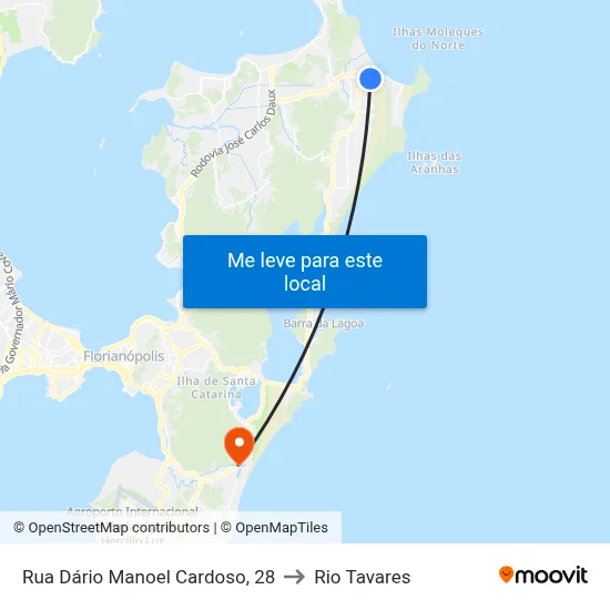 Rua Dário Manoel Cardoso, 28 to Rio Tavares map