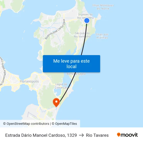 Estrada Dário Manoel Cardoso, 1329 to Rio Tavares map