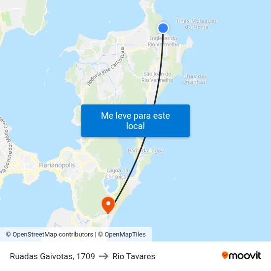 Ruadas Gaivotas, 1709 to Rio Tavares map