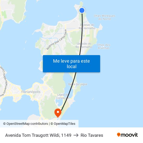 Avenida Tom Traugott Wildi, 1149 to Rio Tavares map