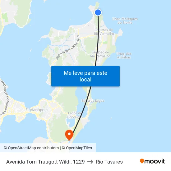 Avenida Tom Traugott Wildi, 1229 to Rio Tavares map