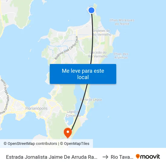 Estrada Jornalista Jaime De Arruda Ramos, 497 to Rio Tavares map