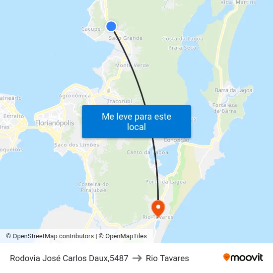 Rodovia José Carlos Daux,5487 to Rio Tavares map