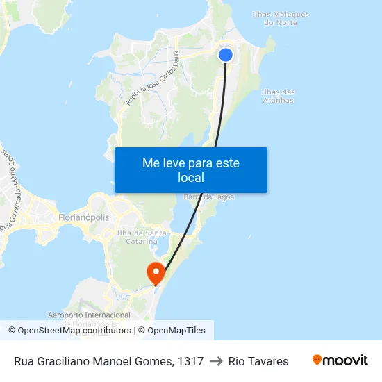 Rua Graciliano Manoel Gomes, 1317 to Rio Tavares map