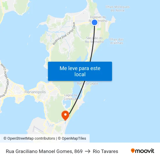 Rua Graciliano Manoel Gomes, 869 to Rio Tavares map