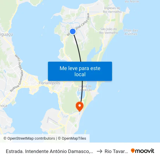 Estrada. Intendente Antônio Damasco, 162 to Rio Tavares map