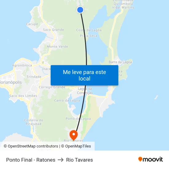 Ponto Final - Ratones to Rio Tavares map