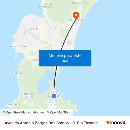 Avenida Antônio Borges Dos Santos to Rio Tavares map
