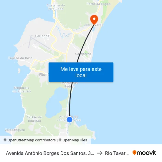 Avenida Antônio Borges Dos Santos, 352 to Rio Tavares map