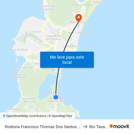 Rodovia Francisco Thomaz Dos Santos - Sc-406 to Rio Tavares map