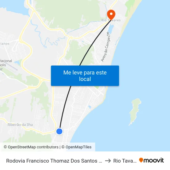 Rodovia Francisco Thomaz Dos Santos - Sc-406 to Rio Tavares map