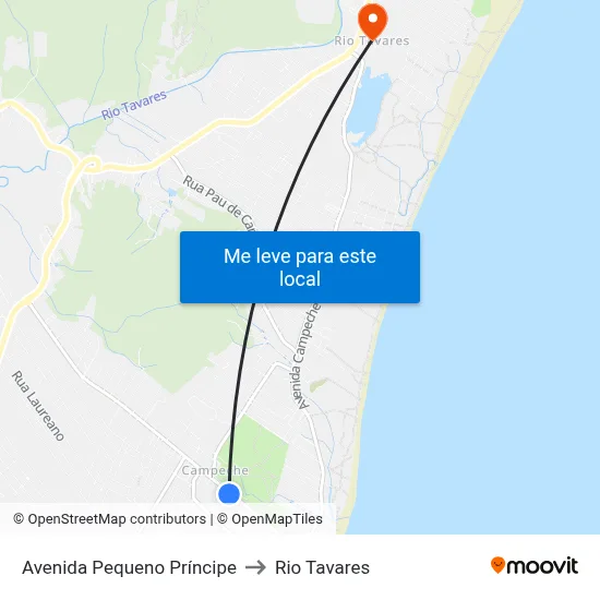 Avenida Pequeno Príncipe to Rio Tavares map