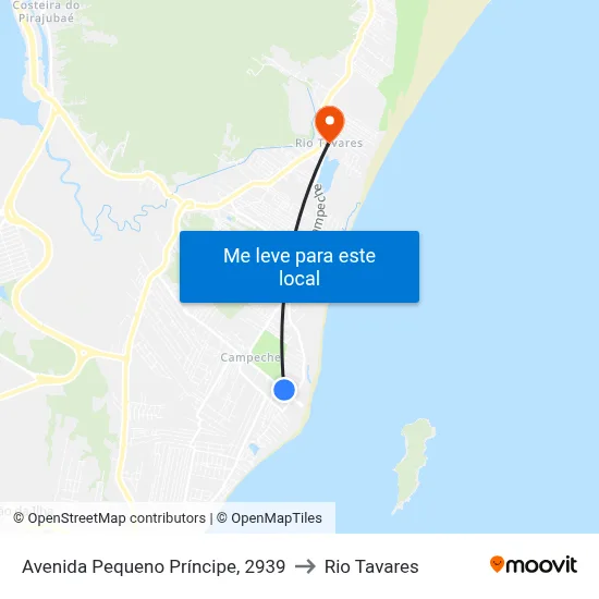 Avenida Pequeno Príncipe, 2939 to Rio Tavares map
