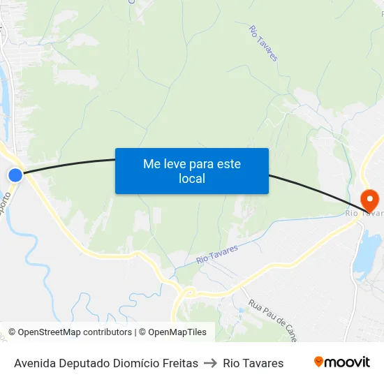 Avenida Deputado Diomício Freitas to Rio Tavares map