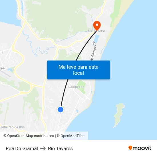 Rua Do Gramal to Rio Tavares map