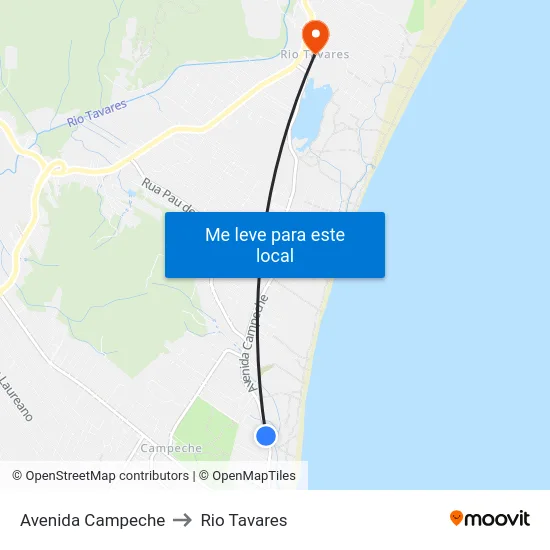 Avenida Campeche to Rio Tavares map