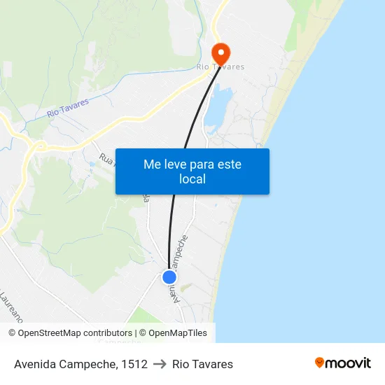 Avenida Campeche, 1512 to Rio Tavares map