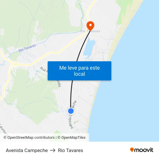 Avenida Campeche to Rio Tavares map