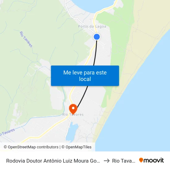 Rodovia Doutor Antônio Luiz Moura Gonzaga to Rio Tavares map