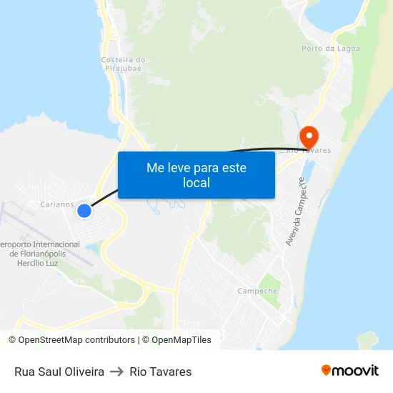 Rua Saul Oliveira to Rio Tavares map