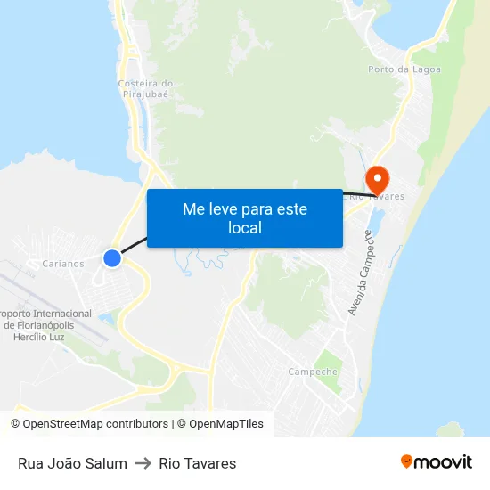 Rua João Salum to Rio Tavares map