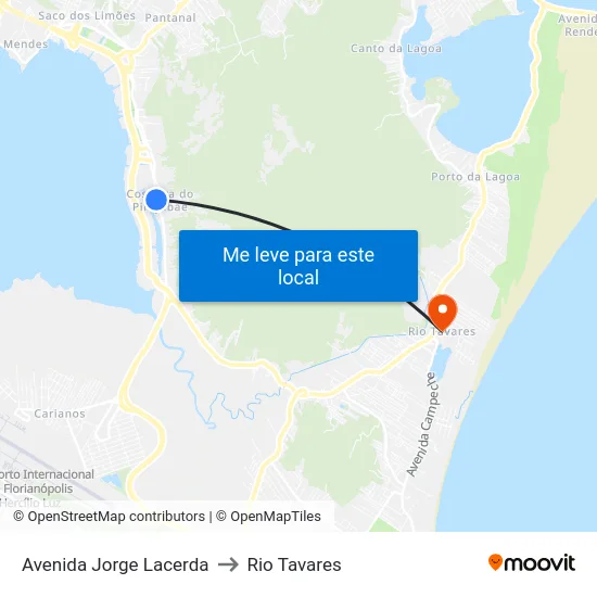 Avenida Jorge Lacerda to Rio Tavares map