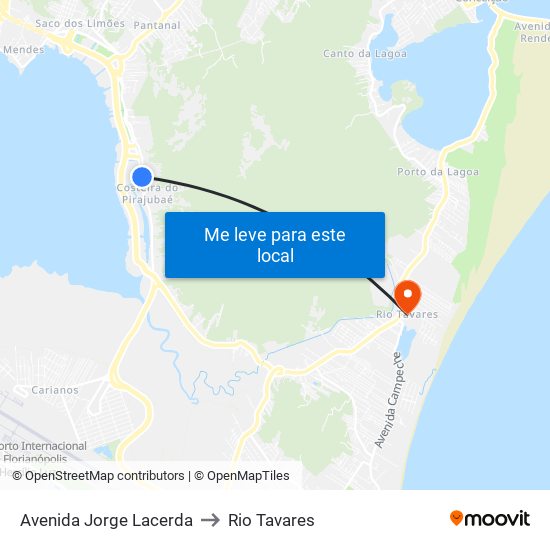 Avenida Jorge Lacerda to Rio Tavares map