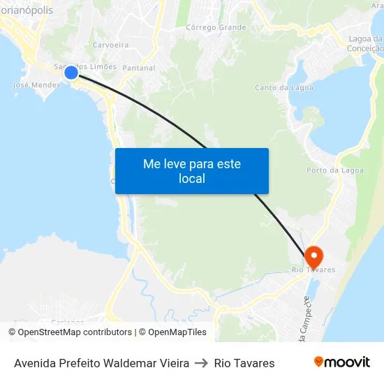 Avenida Prefeito Waldemar Vieira to Rio Tavares map