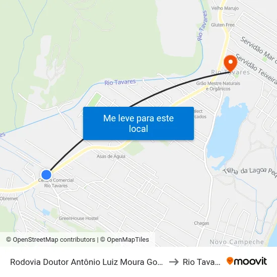 Rodovia Doutor Antônio Luiz Moura Gonzaga to Rio Tavares map