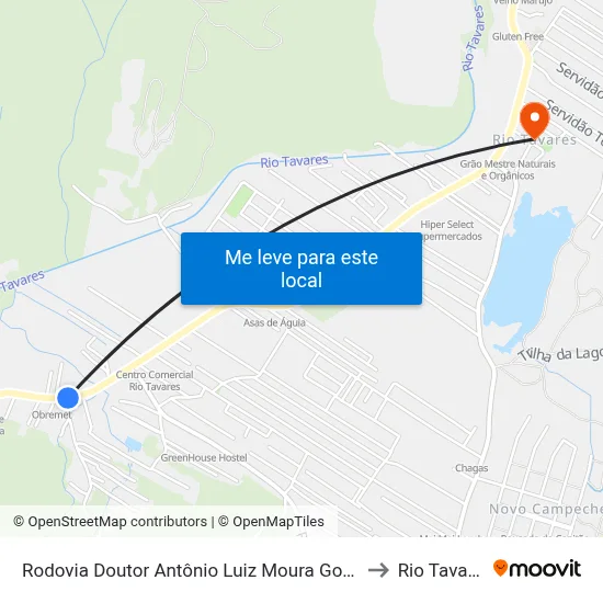 Rodovia Doutor Antônio Luiz Moura Gonzaga to Rio Tavares map