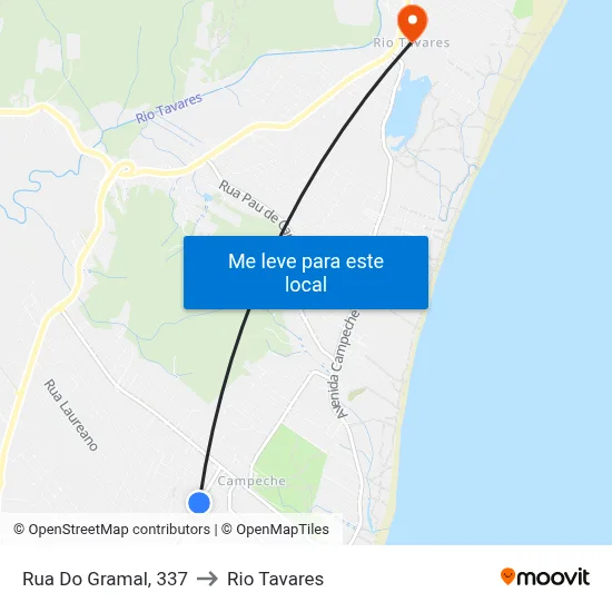 Rua Do Gramal, 337 to Rio Tavares map