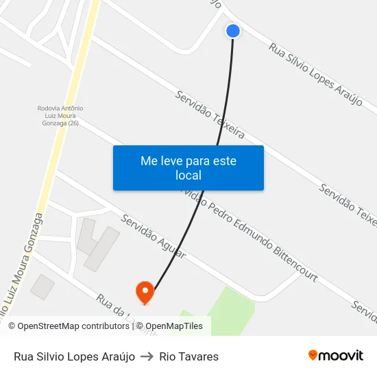 Rua Silvio Lopes Araújo to Rio Tavares map