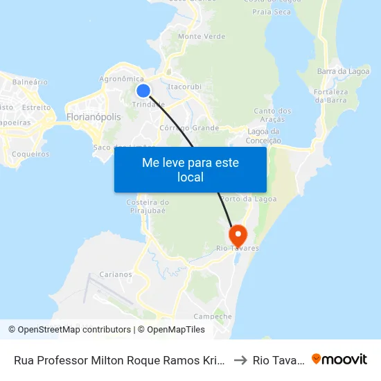 Rua Professor Milton Roque Ramos Krieger 25 to Rio Tavares map