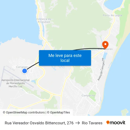 Rua Vereador Osvaldo Bittencourt, 276 to Rio Tavares map