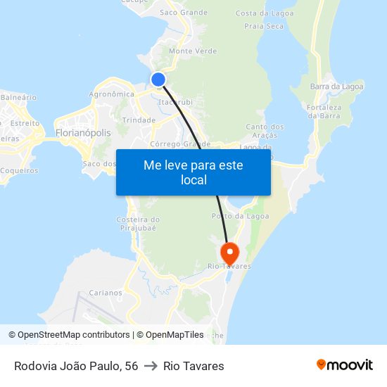 Rodovia João Paulo, 56 to Rio Tavares map