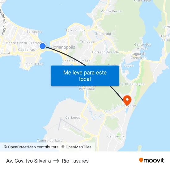 Av. Gov. Ivo Silveira to Rio Tavares map
