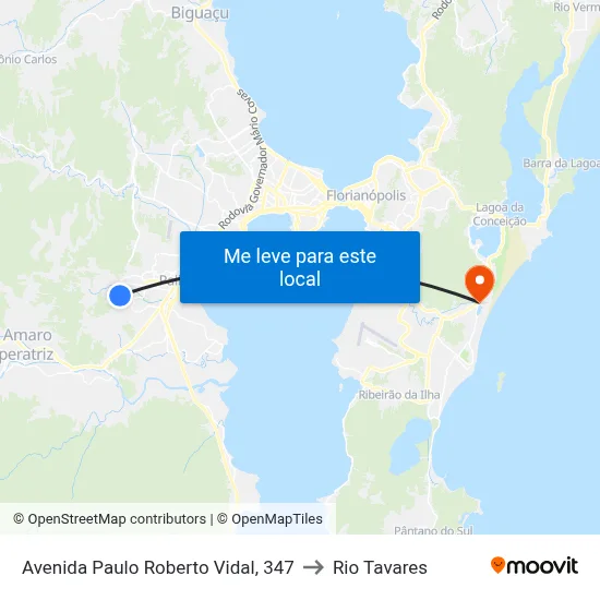 Avenida Paulo Roberto Vidal, 347 to Rio Tavares map