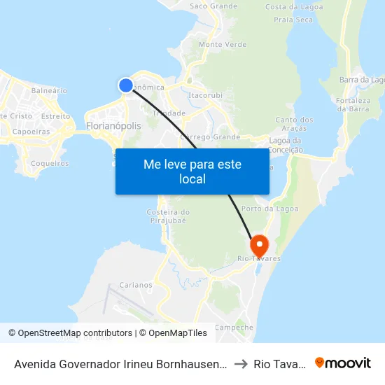 Avenida Governador Irineu Bornhausen 3400 to Rio Tavares map